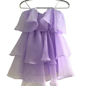 Strapless Tiered Mini Lavender Dress